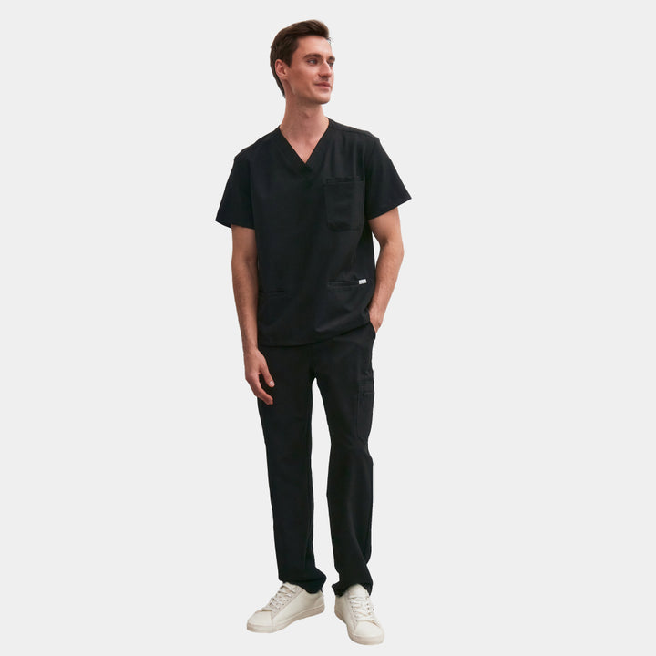 Allscrubs Men's Zen Medical Scrub Set in black