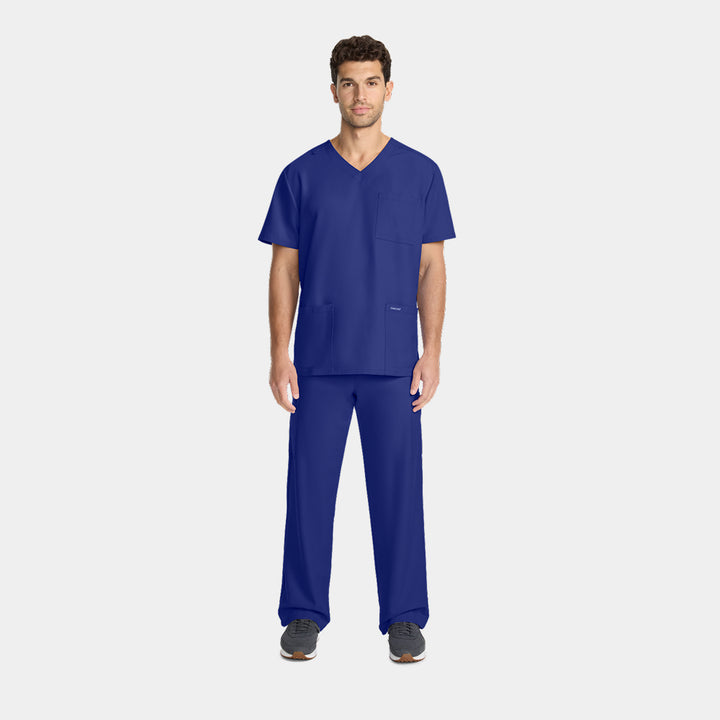 Cherokee Men’s V-Neck Scrub Set CK783A top and CK280A pants in Navy – front view