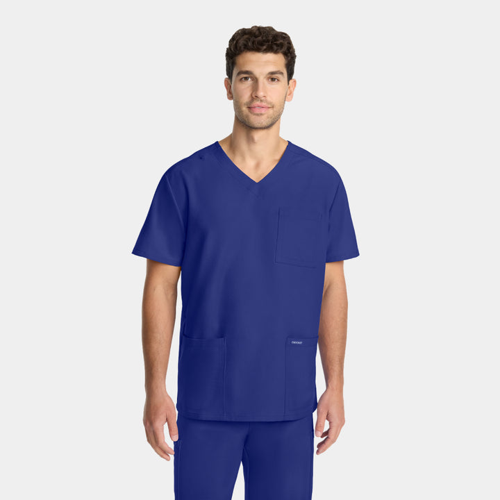 Cherokee Workwear Originals Ultra Men’s Tuck-In V-Neck Top CK783A in Navy – front view