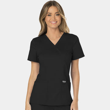 Cherokee Workwear Revolution Women's Mock Wrap Solid Scrub Top - WW610 - ALLSCRUBS