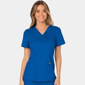 Cherokee Workwear Revolution Women's Mock Wrap Solid Scrub Top - WW610 - ALLSCRUBS