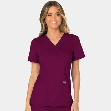 Cherokee Workwear Revolution Women's Mock Wrap Solid Scrub Top - WW610 - ALLSCRUBS