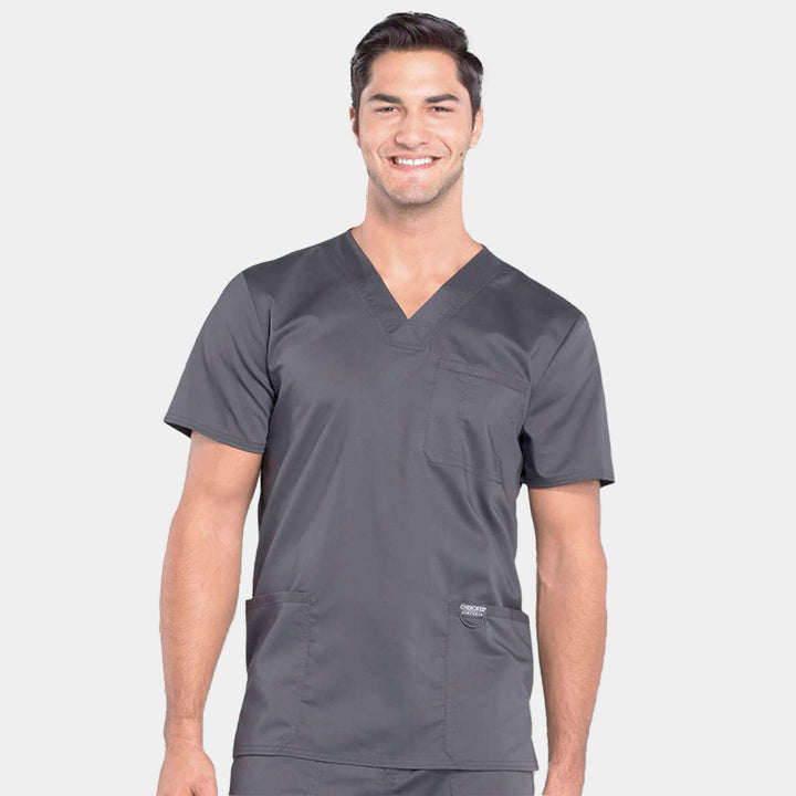 Cherokee Workwear Revolution Men's V-Neck Utility Solid Scrub Top - WW670 - ALLSCRUBS