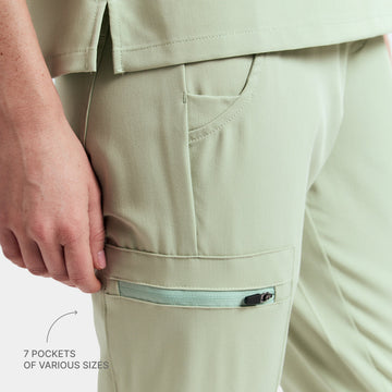 Allscrubs Brave Women's Scrub Pants in Matcha Cream – Pockets Detail
