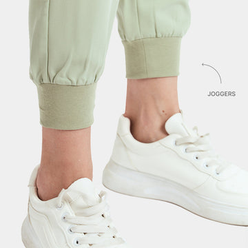 Allscrubs Brave Women's Scrub Pants in Matcha Cream – Hem Detail