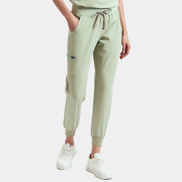 Allscrubs Brave Women's Scrub Pants in Matcha Cream – Front View