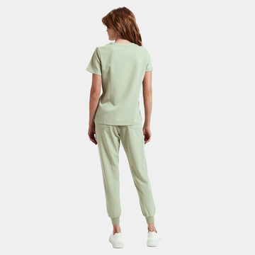 Allscrubs Brave Women's Scrub Set in Matcha Cream – Back View