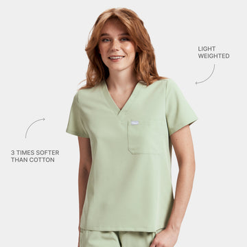 Allscrubs Brave Women's Scrub Top in Matcha Cream