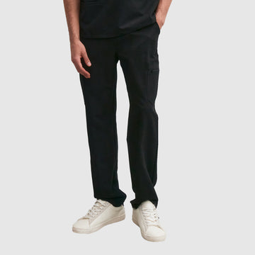 Front view of Allscrubs Men’s Zen Scrub Pants in black