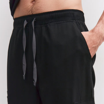 Close-up of waistband on Allscrubs Men’s Zen Scrub Pants in black