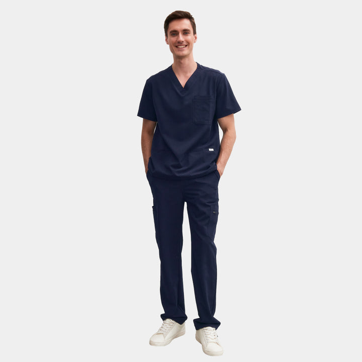 Allscrubs Men's Zen Medical Scrub Set in navy