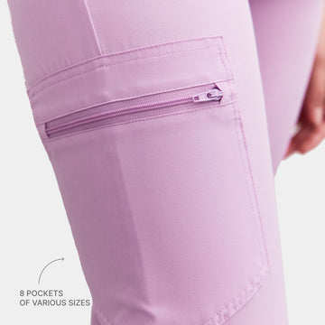 Side pocket detail of the Allscrubs Serene scrub pants in lilac