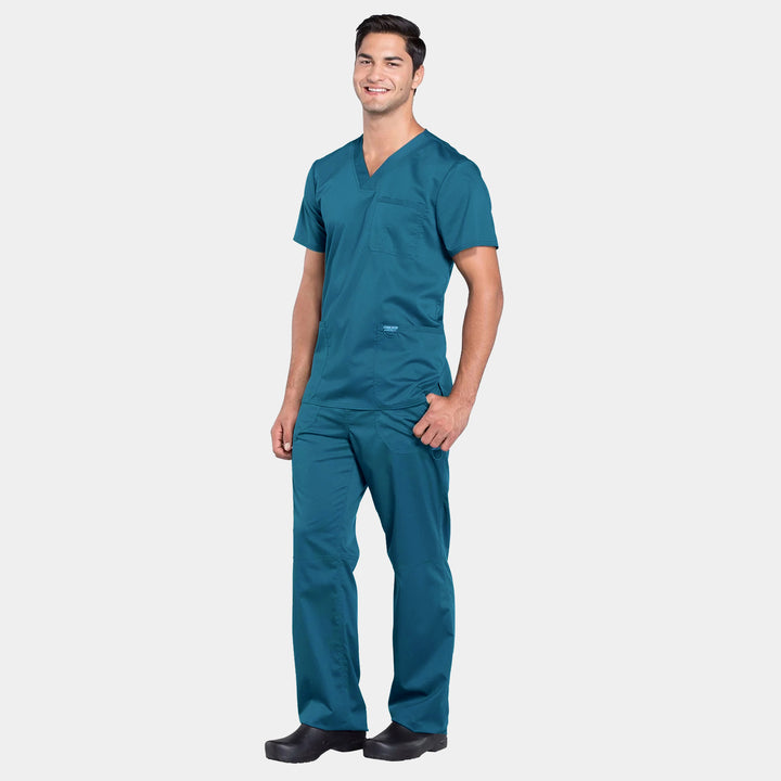 Cherokee Revolution Men’s Scrub Set – WW670 Top and WW140 Pants in Caribbean
