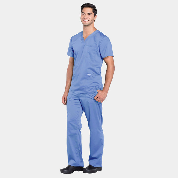 Cherokee Revolution Men’s Scrub Set – WW670 Top and WW140 Pants in Ceil