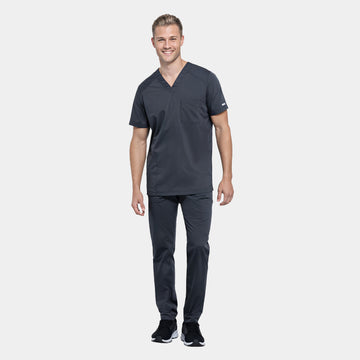 Cherokee Revolution Men’s Scrubs Set in Pewter – WW603 V-Neck Top and WW140 Cargo Pants