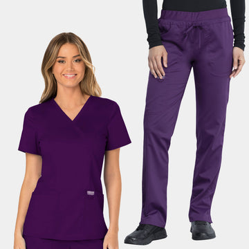 Cherokee Revolution Women's Scrub Set WW610 & WW105 in Eggplant – Alternative