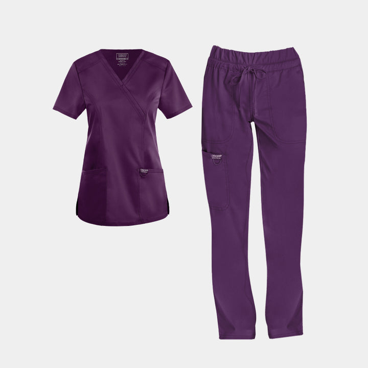 Cherokee Revolution Women's Scrub Set WW610 & WW105 in Eggplant