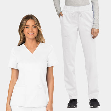 Cherokee Revolution Women's Scrub Set WW610 & WW105 in White