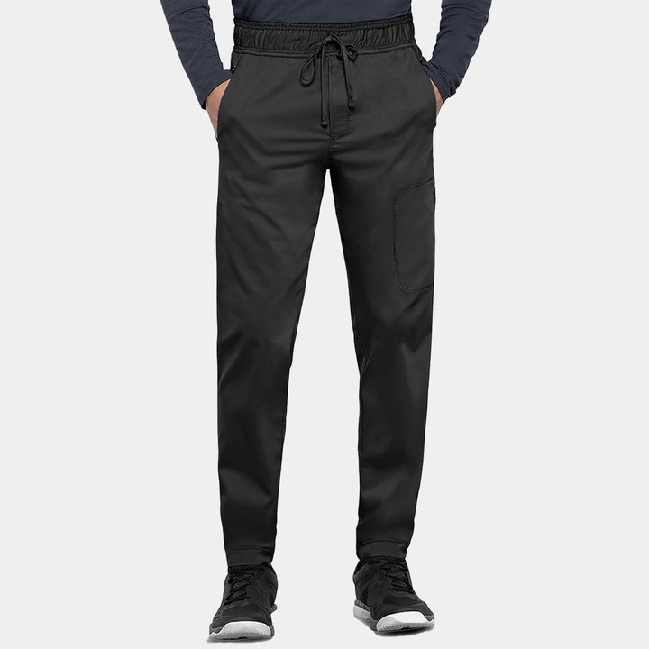 Front view of Cherokee Revolution WW012 men's jogger scrub pants in black
