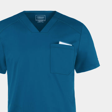 Alternative close-up front view of Caribbean WW603 men’s v-neck scrub top