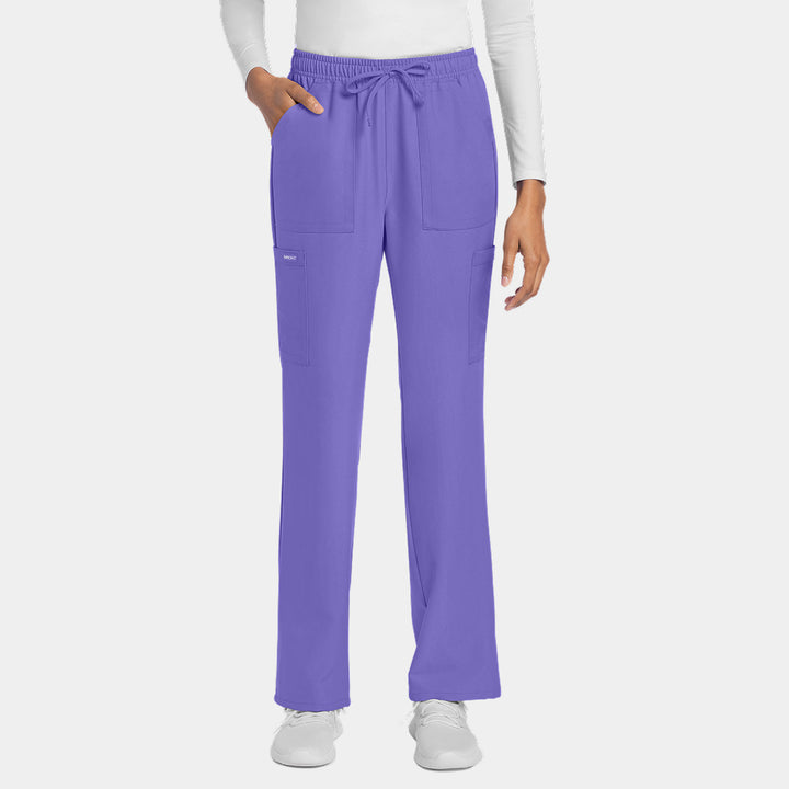 Front view of Cherokee Workwear CK272A Women's Cargo Pants in Electric Lavender