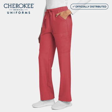 Side view of Cherokee Workwear CK272A Women's Cargo Pants in Spiced Coral