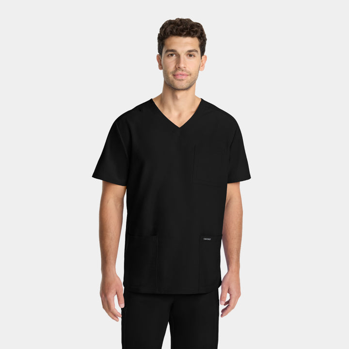 Cherokee Workwear Originals Ultra Men’s Tuck-In V-Neck Top CK783A in Black – front view