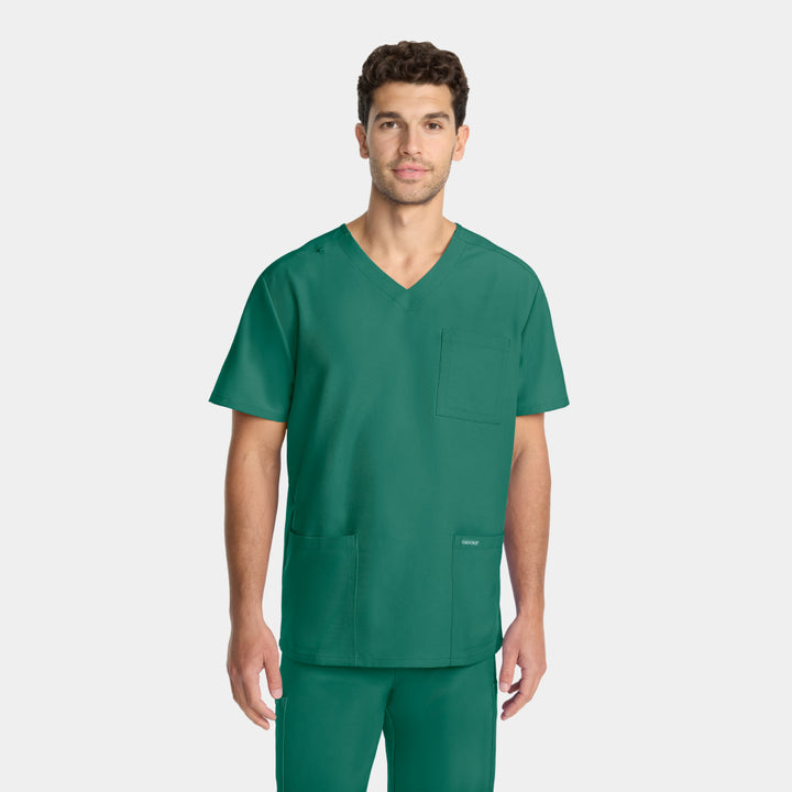 Cherokee Workwear Originals Ultra Men’s Tuck-In V-Neck Top CK783A in Hunter – front view