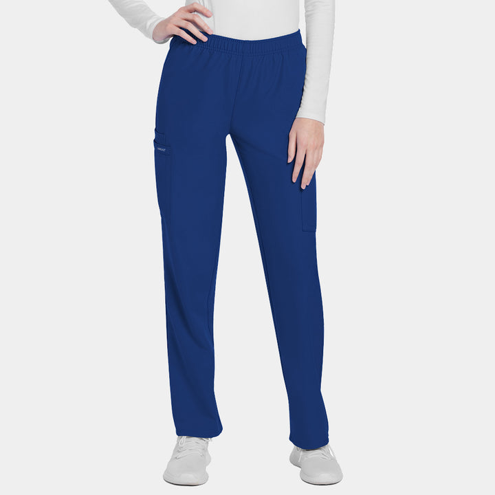 Cherokee Workwear Originals Ultra women's CK281A slim leg pull-on cargo pants in Galaxy Blue – front view
