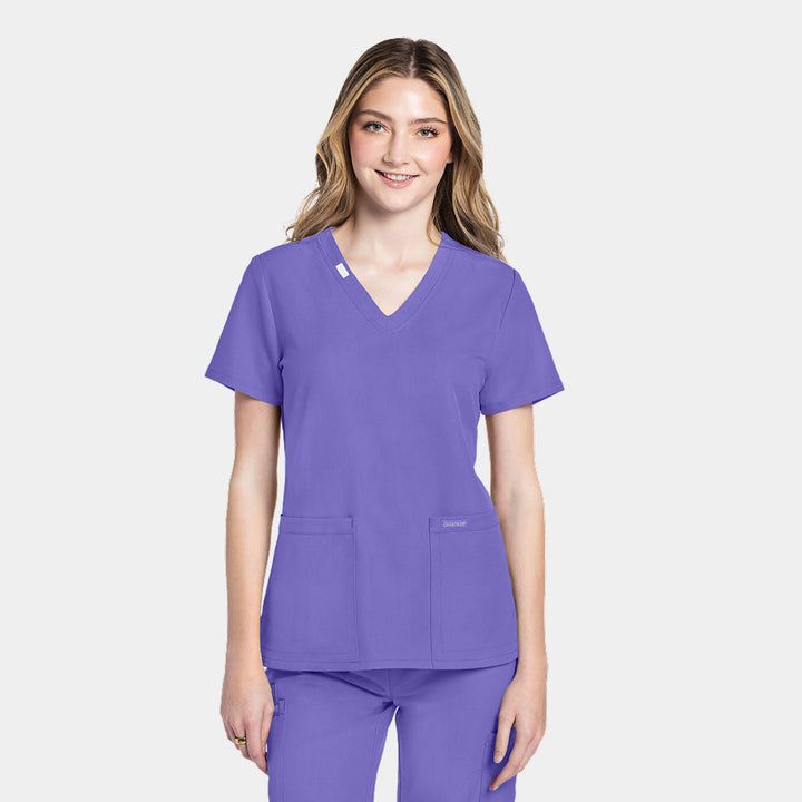 Cherokee Workwear Originals Ultra women’s CK953A v-neck scrub top in Electric Lavender – front view