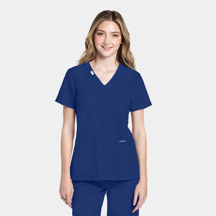 Cherokee Workwear Originals Ultra women’s CK953A v-neck scrub top in Galaxy Blue – front view