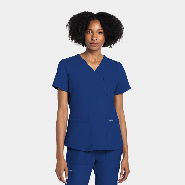 Cherokee Workwear Originals Ultra CK961A women's V-neck scrub top in Galaxy Blue – front view