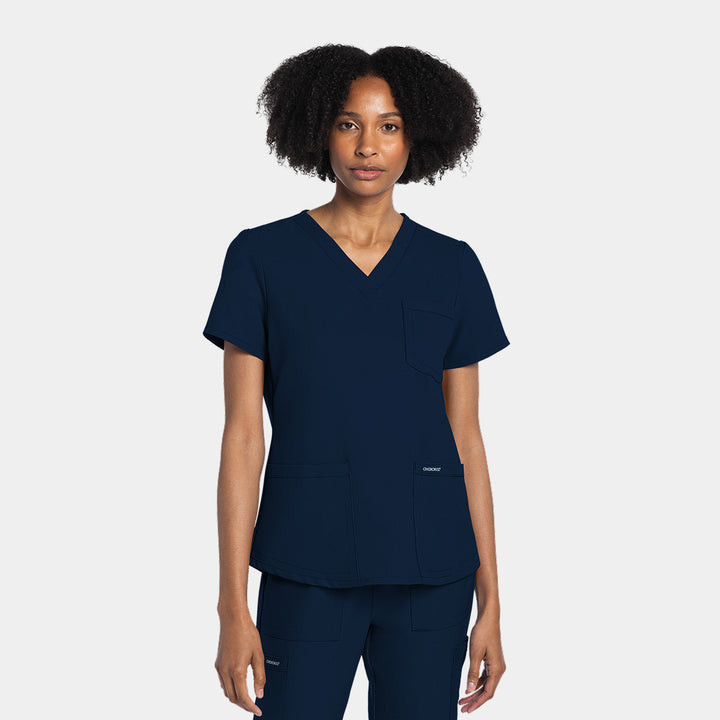 Cherokee Workwear Originals Ultra CK961A women's V-neck scrub top in Navy – front view