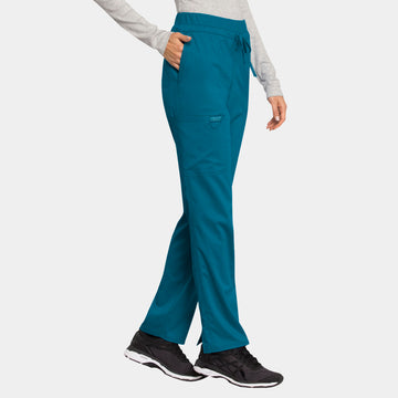 Cherokee WW105 Tapered Drawstring Pants in Caribbean – Side View