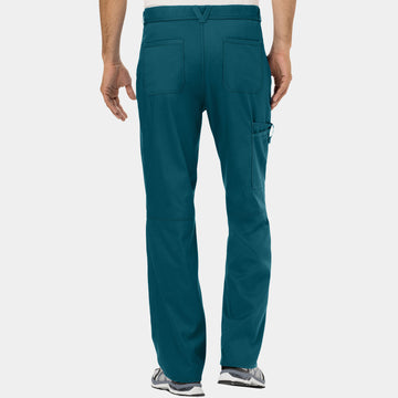 Back view of Cherokee WW140 Men's Zip Fly Cargo Scrub Pants in Caribbean
