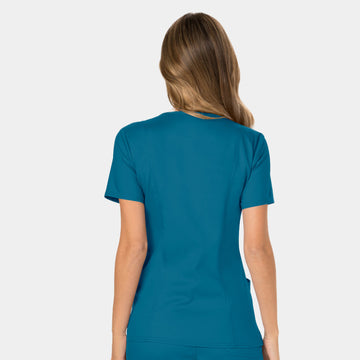 Cherokee WW610 Mock Wrap Scrub Top in Caribbean – Back