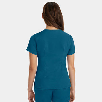 Back view of Healing Hands HH Works Monica V-Neck Scrub Top in Caribbean