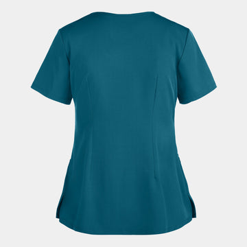 Back flat lay of Healing Hands HH Works Monica V-Neck Scrub Top in Caribbean