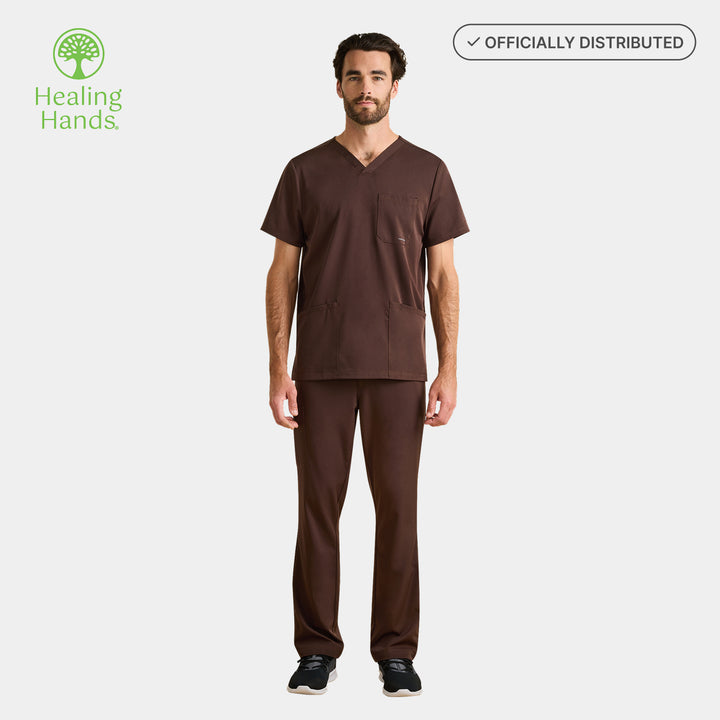 Alternative view of Healing Hands Men’s Scrubs Set in Dark Chocolate