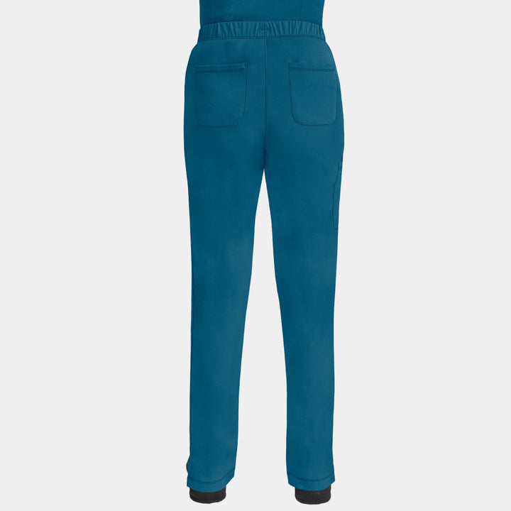 Back view of Healing Hands Rebecca women's cargo scrub pants in Caribbean color highlighting back pockets