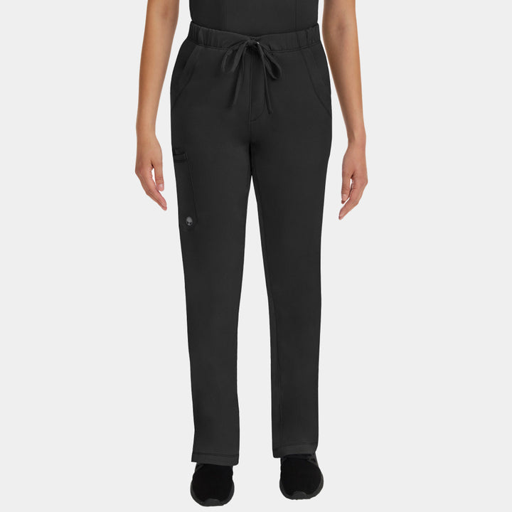 Healing Hands Rebecca women's cargo scrub pants in Black, featuring a drawstring waist and six pockets for functionality and comfort