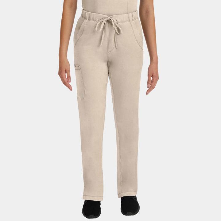 Healing Hands Rebecca women's cargo scrub pants in Khaki, featuring a drawstring waist and six pockets for functionality and comfort