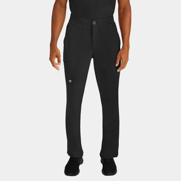 Front view of Ryan men's slim fit scrub pants in Black